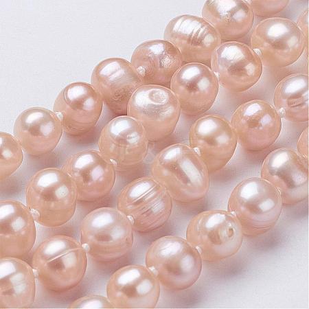 Natural Pearl Beaded Necklaces NJEW-P149-04D-1