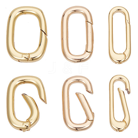 6Pcs 3 Styles Brass Spring Gate Rings KK-HY0003-60-1