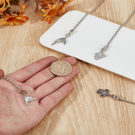 4Pcs Marine Life Alloy Charms Ceiling Fan Pull Chain Extenders HJEW-LP00018-1