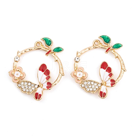 Rack Plating Alloy Enamel Pendants FIND-A040-04KCG-01-1