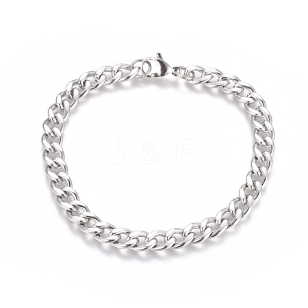 Tarnish Resistant Unisex 304 Stainless Steel Curb Chain/Twisted Chain Bracelets X-STAS-D0002-40P-1