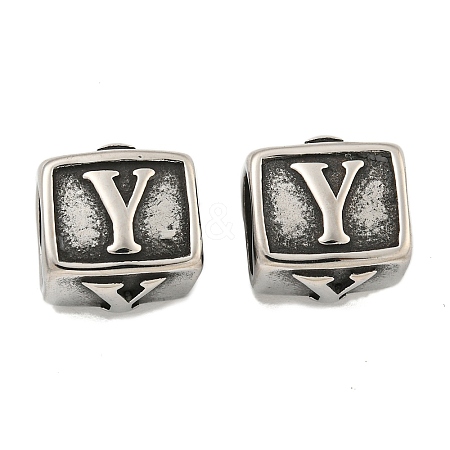 316 Surgical Stainless Steel with Rhinestone Large Hole Cube Beads STAS-Q326-08AS-01-1