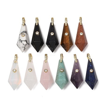 Natural & Synthetic Mixed Gemstone Beaded European Dangle Charms GG-CBA9389-03-1
