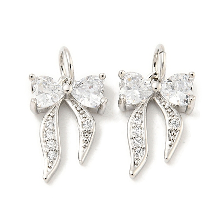 Rack Plating Brass Micro Pave Clear Cubic Zirconia Pendants KK-B093-01F-P-1