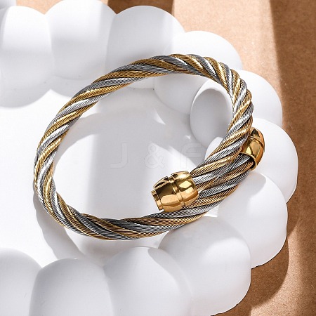304 Stainless Steel Torque Bangles for Women BJEW-P310-25GP02-1