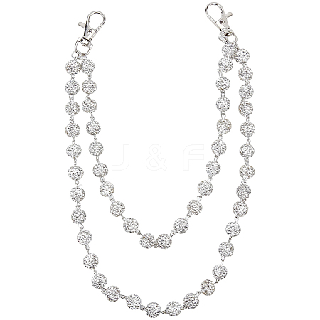 1Pc Polymer Clay Rhinestone Round Beads Trousers Chain AJEW-CY0002-45-1