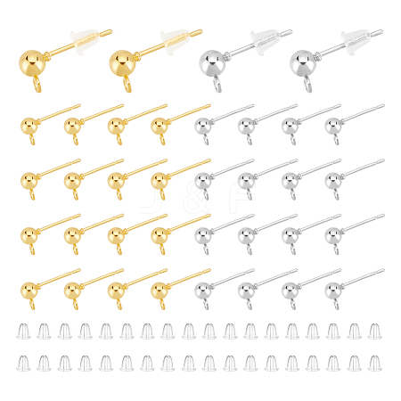 200Pcs 2 Styles Iron & 304 Stainless Steels Stud Earring Findings FIND-UN0003-46-1