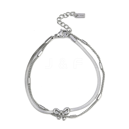 304 Stainless Steel 2-strand Chain Bracelets BJEW-Z077-06P-1