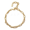 Oval & Paperclip Brass Micro Pave Cubic Zirconia Link Chain Bracelets for Women BJEW-D458-01G-02-2