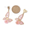 Rose Quartz Dangle Stud Earrings EJEW-MZ00243-3