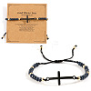 Natural Dyed Gemstone men's Bead bracelet with cross pendant HN1078-2-1