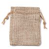 Polyester Imitation Burlap Packing Pouches Drawstring Bags X-ABAG-R005-9x7-01-2