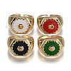 Brass Enamel Cuff Rings RJEW-I074-07G-1