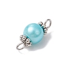 Baking Painted Pearlized Glass Pearl Round Connector Charms PALLOY-JF03298-5