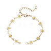 Brass Enamel Daisy Flower Link Chain Bracelet Making AJEW-JB01438-01-1