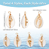 24Pcs 4 Styles Natural Cowrie Shell Copper Wire Wrapped Pendants FIND-SC0014-23-2