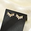 Brass Micro Pave Clear Cubic Zirconia Stud Earrings EJEW-R016-26G-06-2