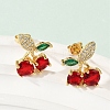 Brass Pave Cubic Zirconia Stud Earrings for Women EJEW-A126-03G-4