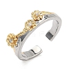 Brass Micro Pave Clear Cubic Zirconia Cuff Rings RJEW-G364-01GP-03-4