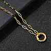 304 Stainless Steel Spring Gate Ring Pendant Paperclip Chain Necklaces for Women NJEW-Z091-13G-1
