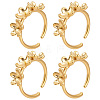 4Pcs 304 Stainless Steel Flower Open Cuff Ring Findings STAS-ME0003-07-1
