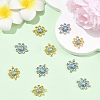 2Pcs 2 Colors Brass with Synthetic Opal Flower Links/Connectors KK-YW0004-45-4