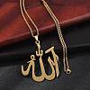 304 Stainless Steel Arabic Pendant Box Chain Necklaces for Women Men NJEW-R013-07G-3