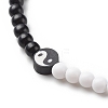 Polymer Clay Yin Yang & Acrylic Round Beaded Necklace for Women NJEW-JN03925-4