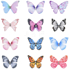 60Pcs 12 Colors  Polyester Butterfly Ornament Accessories FIND-SP0004-59-7