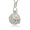 Silver Color Plated Brass Hollow Round Cage Pendants KK-J216-12S-2