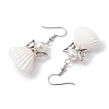 Angel Spiral Shell & Glass Pearl Dangle Earrings EJEW-JE05838-5