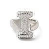 Letter Brass Micro Pave Clear Cubic Zirconia Open Cuff Ring for Women RJEW-N046-03I-P-2