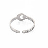 Non-Tarnish 304 Stainless Steel Moon Open Cuff Ring for Women RJEW-S405-235P-2