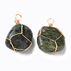 Natural Olive Quartz Pendants G-N332-50-09-2