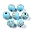 Painted Natural European Wood Beads WOOD-S057-073-3