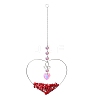 Natural Red Jasper Chips Wire Wrapped Metal Heart Hanging Ornaments PW-WG7A082-05-1