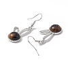 Natural Tiger Eye Rabbit Dangle Earrings EJEW-A092-05P-15-3