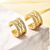 Rack Plating Brass Micro Pave Clear Cubic Zirconia Cuff Earrings for Women EJEW-C125-16G-1