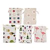 10Pcs 5 Styles Printed Polycotton(Polyester Cotton) Packing Pouches Drawstring Bags ABAG-YW0001-04-1