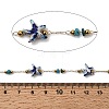 Handmade 304 Stainless Steel Synthetic Turquoise Starfish Link Chains CHS-L032-13G-01-2