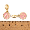 Rack Plating Alloy Pink Enamel European Dangle Charms FIND-C055-15G-3