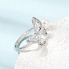Adjustable Brass Micro Pave Cubic Zirconia Enamel Finger Rings CU-CBABA66-07B-P-2