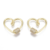 Brass Micro Pave Clear Cubic Zirconia Screw Carabiner Lock Charms ZIRC-T013-05G-NF-1
