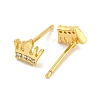 Rack Plating Crown Brass Micro Pave Clear Cubic Zirconia Stud Earrings EJEW-B061-03G-2