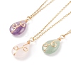 Natural Gemstone Teardrop Pendant Necklace NJEW-JN03900-1