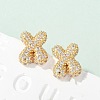 Brass Micro Pave Cubic Zirconia Stud Earrings EJEW-Z091-04G-X-1