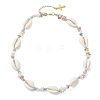 Ocean Natural Cowrie Shell & Chip & Glass Seed Beaded Necklaces NJEW-JN05848-4