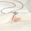 201 Stainless Steel Acrylic Butterfly Pendant Cable Chain Necklaces for Women WGBABBD-06-1