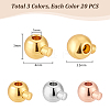   60Pcs 3 Colors Brass Crimp Beads KK-PH0006-32-2