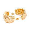 Twist C-Shaped Brass Half Hoop Stud Earrings for Women EJEW-G391-17G-3